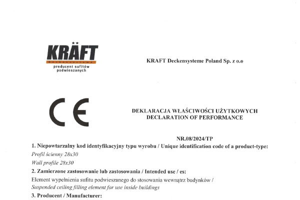 Certificate KRAFT wall-mounted W-profile